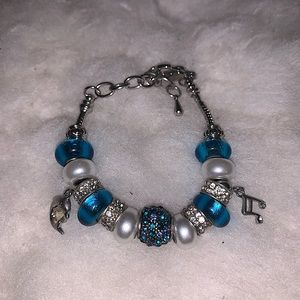 Bella Perlina Blue Silver Dolphin Music Bracelet